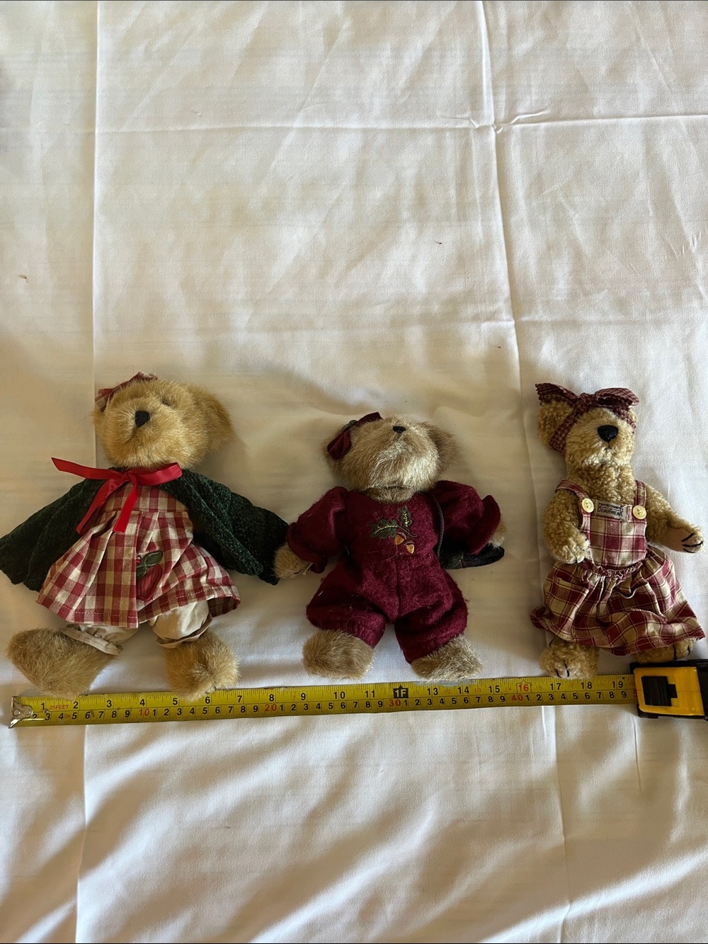 Boyd’s Bears Lot of 3 Vintage Plush Teddy Bears - Red & Green Outfits
